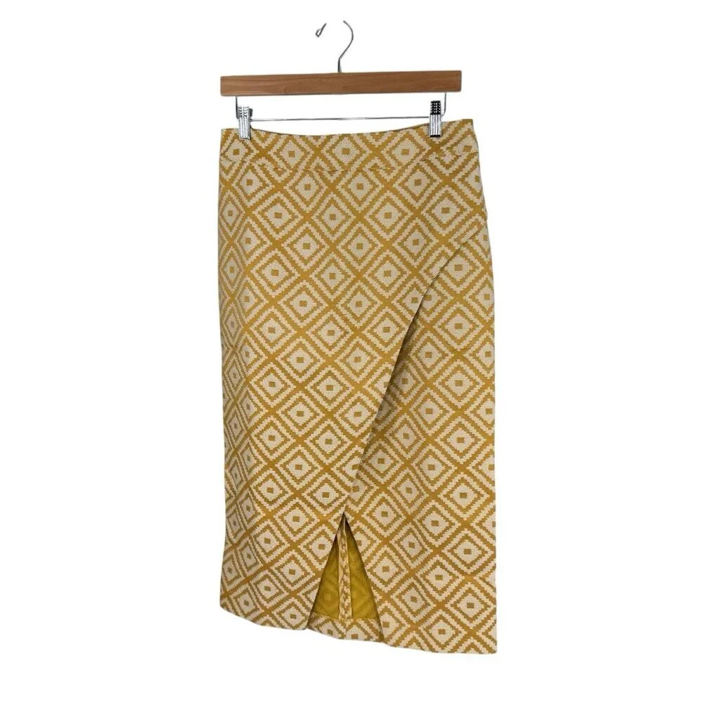 Tuckernuck NEW Marigold Tweed Margo Yellow Retro Diamond Midi Skirt Size M - Picture 3 of 12